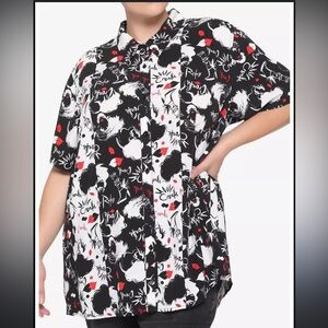 Her Universe Disney Cruella Oversized Button Up Shirt Graphic Size S